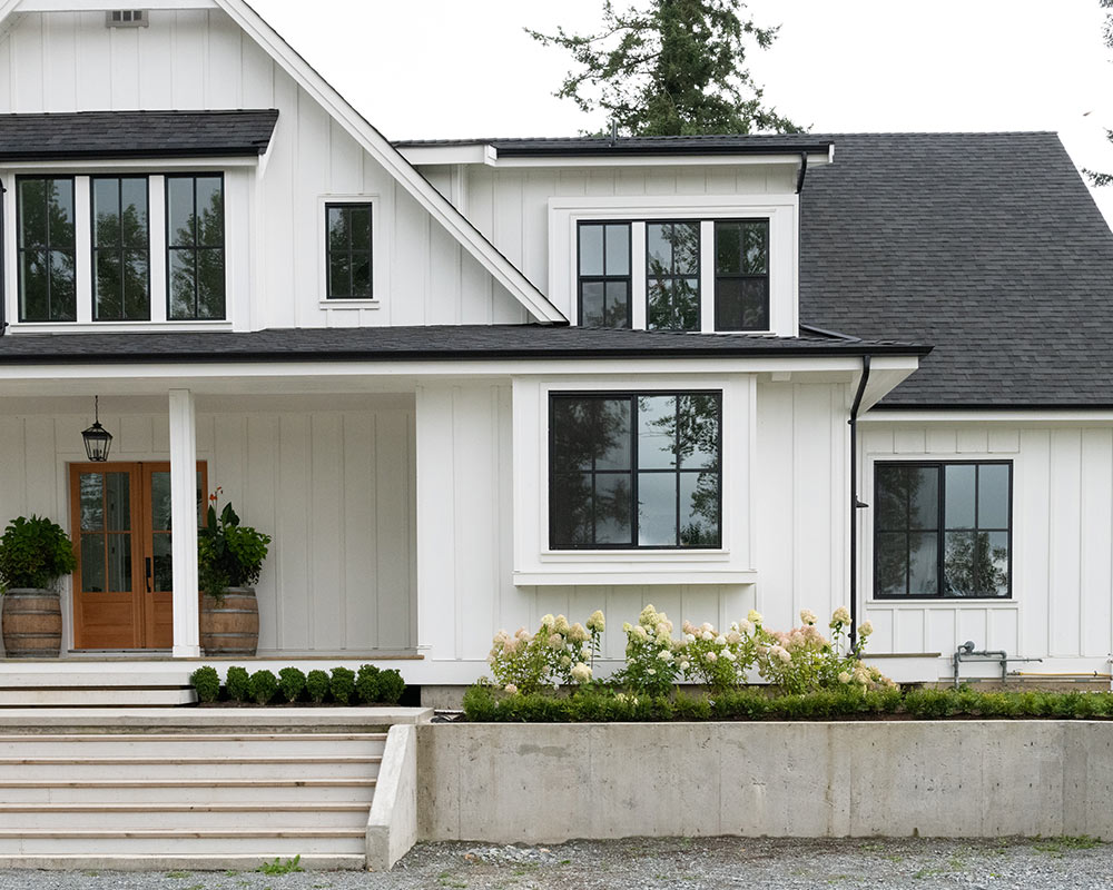 residential property exteriors front view with black frame windows installed fort collins co