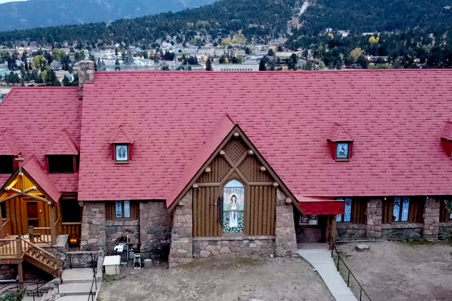 red roofing on residential house